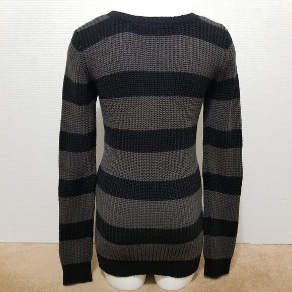 Rue 21 sweater Small Breton striped knit long sleeve pullover tunic length - Picture 3 of 9